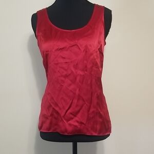 Talbots 100% Silk Elegant Red Sleeveless Tank Top Deep Red Dark Romantic Blouse